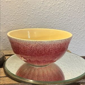 Vintage red and Cream yellow ware mixing Bowl Cottage Core
